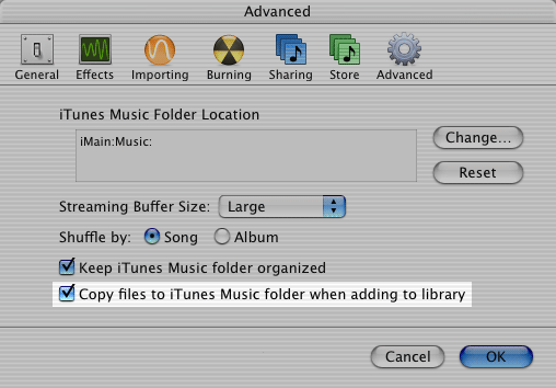 advanced prefs in iTunes